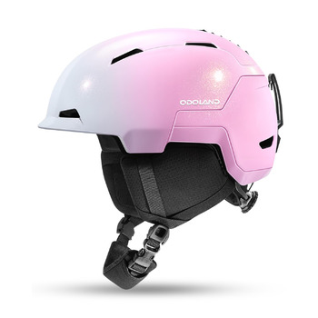 Унісекс-лижний шолом Odoland, шолом для сноуборду для чоловіків та жінок, юніорський розмір, оптимальний захист, система вентиляції, регульований розмір, сніговий шолом для дорослих для катання на лижах/сноуборді, розмір M (55-59 см), градієнтний рожевий