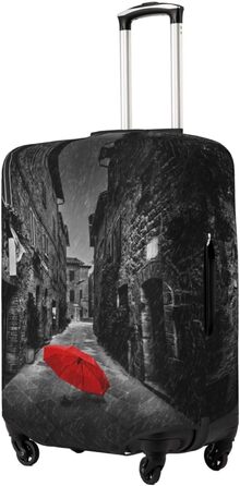 Чохол для валізи BAFAFA з принтом Червона парасолька, захист від подряпин та пилу, еластичний, чорний, розмір 80