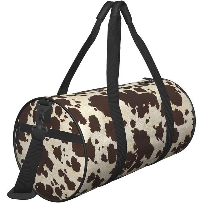 Спортивна сумка з натуральної яловичої шкіри з візерунком коров'яча шкіра, для фітнесу, подорожей та багажу. Велика дорожня сумка для чоловіків та жінок, ідеальна для коротких поїздок та вихідних.