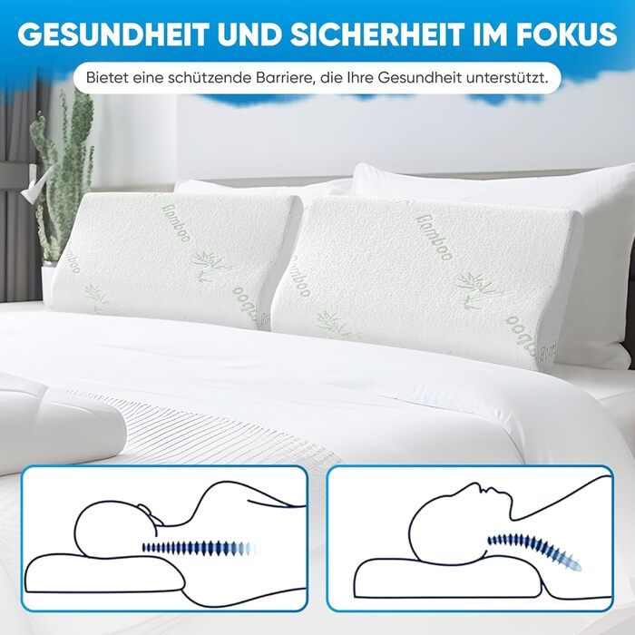 Подушка для шиї Ортопедична подушка з піни з ефектом пам&39яті для сну на боці, спині та животі, 60x40x12/10 см