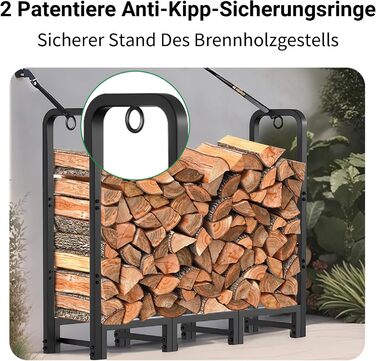 Дров&39яна полиця Amagabeli XXL, сталева дров&39яна полиця 122 см, міцна та стабільна, полиця для зовнішнього використання в саду та на терасі, чорна, регульована довжина 1,2 м