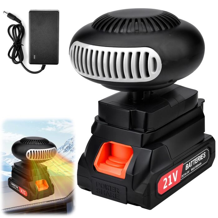 Автомобільний обігрівач з акумулятором, вентилятор-обігрівач на акумуляторі, портативний електромобільний розморожувач лобового скла, USB-обігрівач автомобіля, 2 налаштування температури та зарядний пристрій для акумулятора, розморожувач лобового скла авт