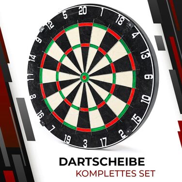 Мішень для дартсу з високоякісної сизалевої сталі З підвіскою та 6 дротиками, а також коробкою для зберігання Регульоване кільце з номером Діаметр 45 см Міцний матеріал для точних влучань