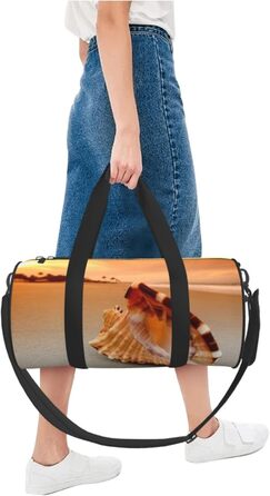 Спортивна дорожня сумка Морська раковина з принтом Конх, чорна, універсальний розмір