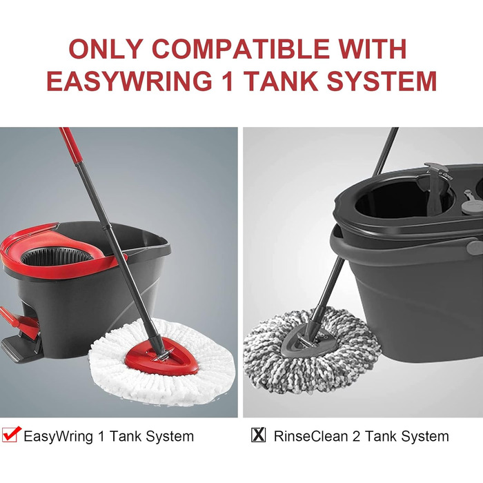 Запасна головка та база для швабри Spin Mop Запасна головка та база сумісна з Ocedar та Vileda EasyWring 2-в-1 Turbo Mop Мікрофібр