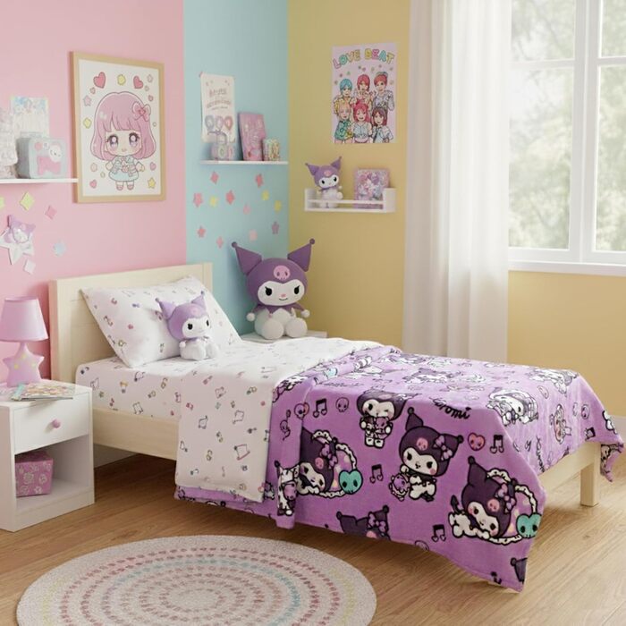 М&39яка ковдра з мікрофібри Kuromi Pink 130x170 см Кавайна ковдра для дівчаток або жінок, плед Sanrio для дивана або ліжка, оригінальна ідея подарунка на Різдво та День народження