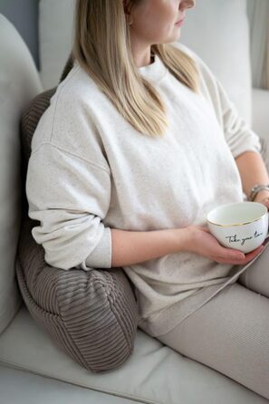 Подушка для спинки Flumi з підлокітниками для читання, перегляду телевізора або відпочинку, подушка для читання для ліжка та дивана з чохлом, який можна прати, наповнювач з пінопласту, опора для спини з ручкою для перенесення (бежевий вельвет)