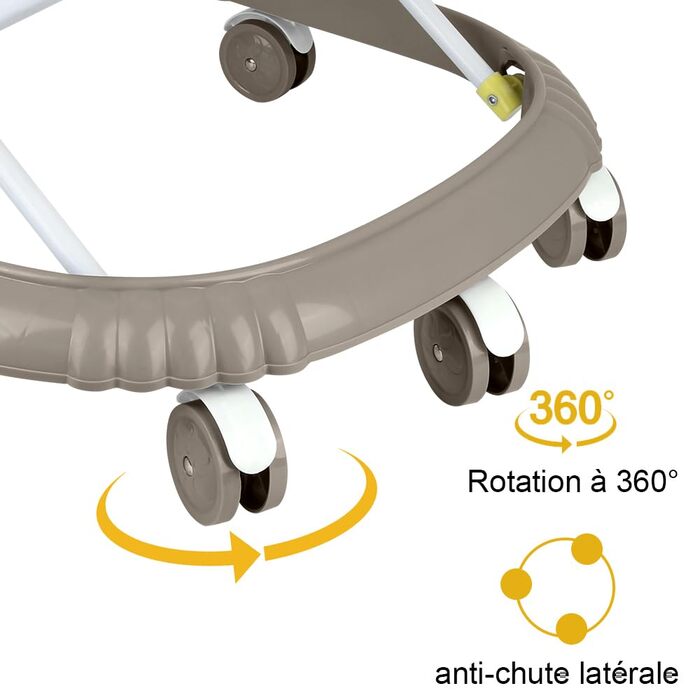 Дитячі ходунки, 4 в 1, з ігровою дошкою, 4 регульовані висоти, складані, для дітей від 6 до 18 місяців (Kaki, 58 x 55 x 65 см) kaki 58x55x65 см