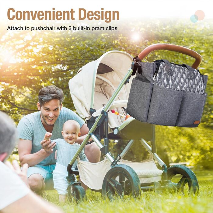 Пеленальна сумка-месенджер велика з пеленальним килимком для подорожей, сіра