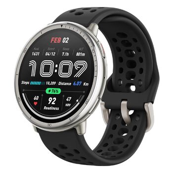 Розумний годинник Amazfit Active 2 44 мм, штучний інтелект, голосове керування, GPS та безкоштовні карти, 10 днів автономної роботи, фітнес-трекер із понад 160 спортивними режимами, водонепроникність 5 атм для Android та iPhone, чорний силікон