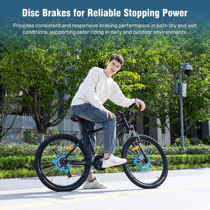 Гірський велосипед EVERCROSS EM3 для дорослих (чоловіків та жінок), 26-дюймовий велосипед, 21-швидкісна система передач, алюмінієва рама з амортизаційною вилкою, всюдихідний велосипед з дисковими гальмами, вантажопідйомність 150 кг