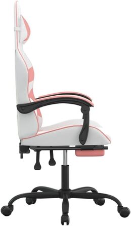 Ігрове крісло LAPOOH з підставкою для ніг, біла та рожева штучна шкіра, офісне крісло, ігрове крісло, ігрове крісло, стілець для столу, обертове крісло