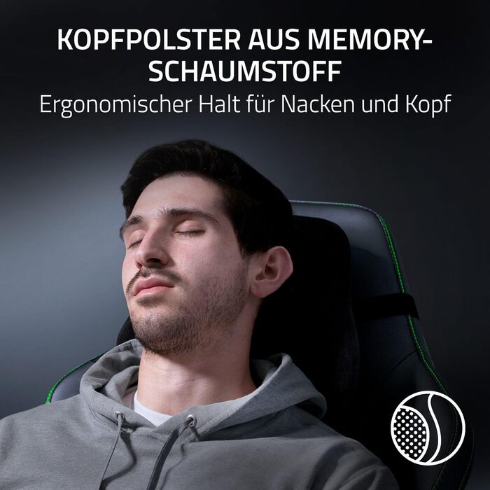 Ігрове крісло з адаптивною поперековою підтримкою (амортизація з піноматеріалу високої щільності, екологічно чиста шкіра EPU без розчинників, 4D підлокітники) Чорний Чорний Iskur V2, 2 -