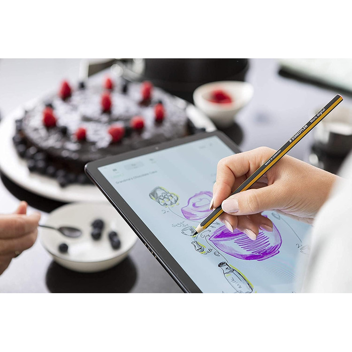 Стилус для цифрового письма та малювання на сенсорних екранах EMR (класична шестикутна форма, 4096 рівнів тиску, тонкий наконечник 0,7 мм), жовтий/чорний Стандартний Noris digital classic, 180 22, EMR Stylus