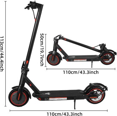 Електричний самокат з допуском до дорожнього руху, 3 режими швидкості, акумулятор класу А 10,4 Аг, запас ходу 35 км та вантажопідйомність 120 кг, складаний електросамокат 8,5 дюймів