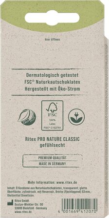 Презервативи Ritex Pro Nature Classic, ультратонкі, натуральні, 16 шт