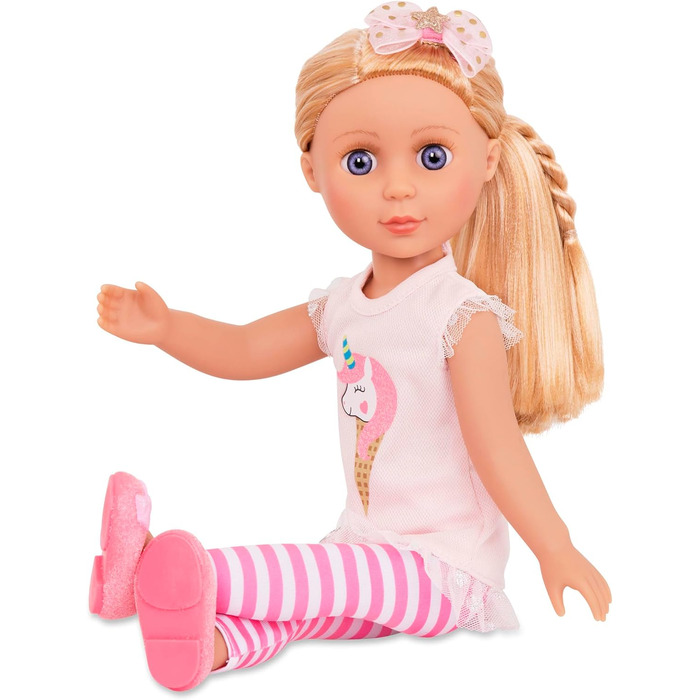 Рухома лялька 36 см з одягом, аксесуарами та довгим волоссям для укладки - іграшка для віком від 3 років (6 деталей)