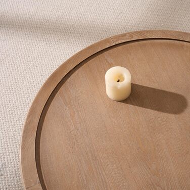 Круглий журнальний столик, дерев&39яний стіл для вітальні з ажурними ніжками, сучасний диванний столик з піднятими краями для вітальні/спальні, круглий журнальний столик Ø76x41см (Ø76x41см)