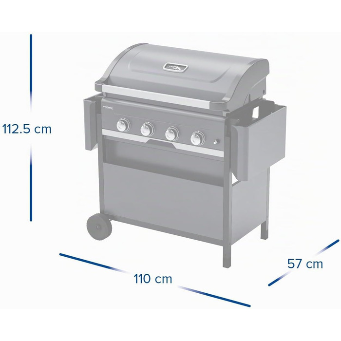 Газовий гриль Campingaz 4 Series Select L Grillset з додатковою решіткою, чохлом та набором аксесуарів, 4 сталеві пальники, термометр на кришці, система InstaClean, потужність 12 кВт