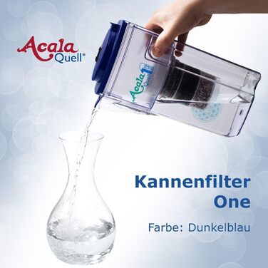 Фільтр для води AcalaQuell One Темно-синій Фільтр для води з активованим вугіллям Найвища продуктивність фільтра - багатошаровий Без BPA та BPB ReNaWa - Технологія Створює смачну, заспокійливу воду