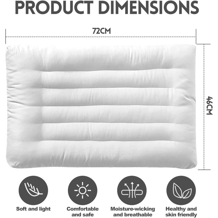Ультраплоска ергономічна подушка з піни з ефектом пам&39яті, для зняття болю в шиї, ідеально підходить для сну на боці, спині та животі (біла)