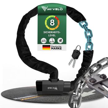 Замок велосипедний MIVELO ланцюговий високої безпеки ланцюг для велосипеда з шестиміліметровим квадратним перетином I Велозамок з загартованої сталі з ключем, 90 см