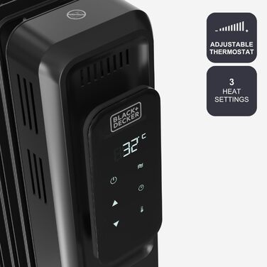 Електронний масляний радіатор 2000 Вт 9 нагрівальних елементів 3 режими нагріву Цифровий дисплей Регульований термостат 24-годинний таймер Ультратихий 2000 Вт 9 елементів, 2001E