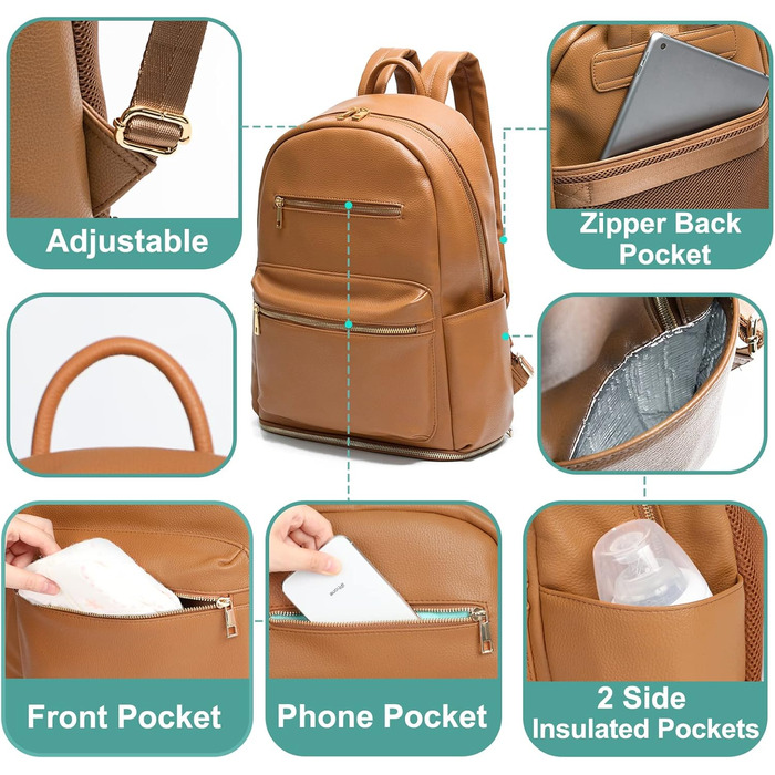 Пеленальна сумка-рюкзак Mominside, шкіряний рюкзак з нижнім відділенням, дитяча сумка для мами і тата, пошук реєстрації дитини, пі