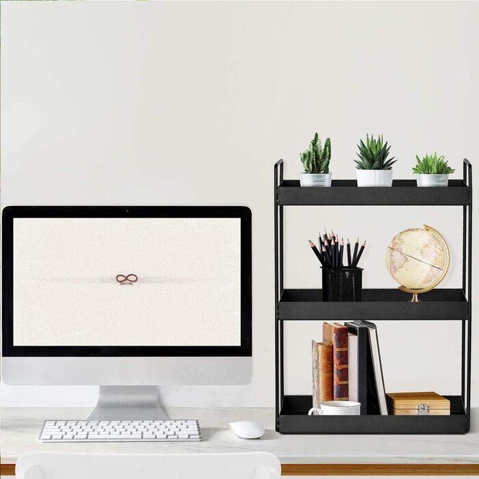 Кухонна полиця для спецій, окремостоячі полиці з 3 ярусами, полиця для душу, місце для зберігання на стільниці у ванній кімнаті, органайзер під шафою, лоток для туалетного столика, місце для зберігання косметики та макіяжу, чорний колір