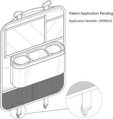 Автомобільний органайзер для заднього сидіння KALASONEER з iPad, телефоном, планшетом і 3 тримачами для чашок з ізоляційними матер