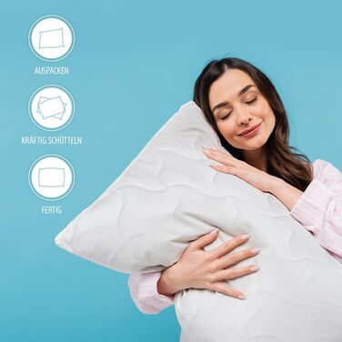 Подушка BLUE MOON 70x90 - Гіпоалергенна подушка для ліжка - Високоякісна мікрофібра - Подушка для сну - Гіпоалергенна - Подушку, яку можна прати - Зроблено в ЄС - (2 шт. в упаковці 70 x 90 см) 2 шт. ()