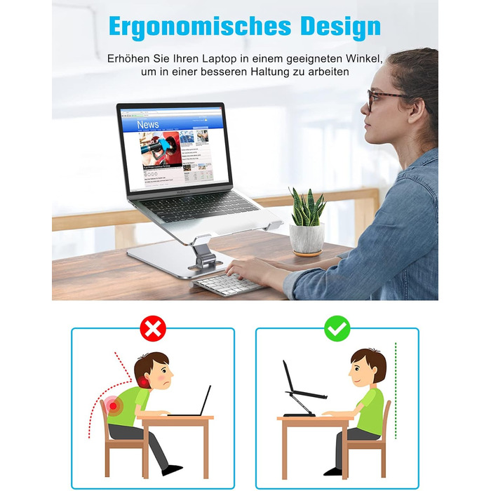 Підставка для ноутбука Babacom з регульованою висотою, складна підставка для ноутбука з алюмінієвого сплаву Ергономічна вентильова