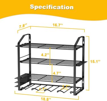 Органайзер для електроінструменту Органайзер для електроінструменту Тримач для дрилів Настінне кріплення, Надміцна металева полиця для інструментів, Органайзери та зберігання гаражних інструментів, Тримач для дрилі Настінне кріплення Black 2