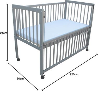 Дитяче ліжко/Біч-ліжко/Ліжко для малюків 2-в-1 Micoland 120x60 см з матрацом сірого кольору