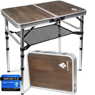 Складаний кемпінговий стіл 60x40, регульована висота Бічний столик, вуличний розкладний стіл, невеликий кемпінговий столик Балконний гриль-стіл, стіл для пікніка Компактний та легкий