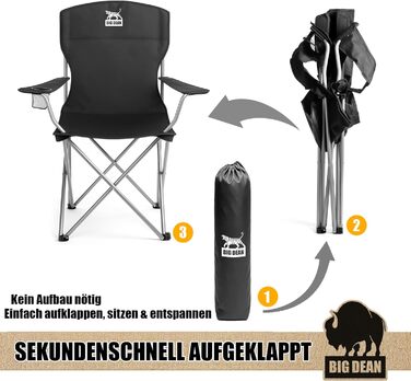 Комплект з 2 кемпінгових стільців BigDean з надзвичайно високою спинкою, максимальне навантаження 150 кг, розкладне стілець, рибальське крісло, розкладне крісло, кемпінгове крісло, розкладне рибальське крісло, кемпінгові стільці, садове крісло