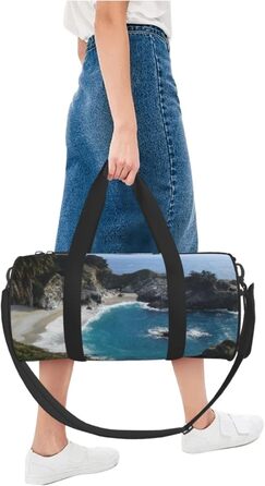 Спортивна сумка, дорожня сумка, пляжна сумка з принтом Водоспад, сумка на нічліг, чорна, універсальний розмір
