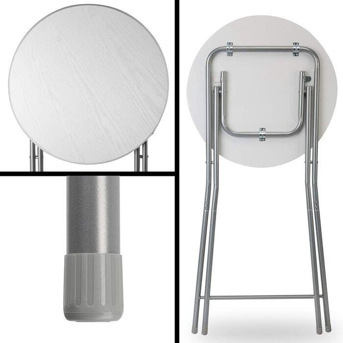 Комплект розкладних столів Casaria з 2 шт., висота 110 см, діаметр 60 см, бічний столик, розкладний стіл, барний стіл, коктейльний столик, дерев&39яний стіл для вечірок, круглий високий стіл, садовий стіл, білий, імітація дерева