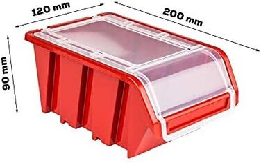 Коробка з кришкою настінна полиця 80 x 80 см, коробки, що штабелюються, контейнери для зберігання, відкриті коробки для зберігання, система зберігання, червоний/чорний