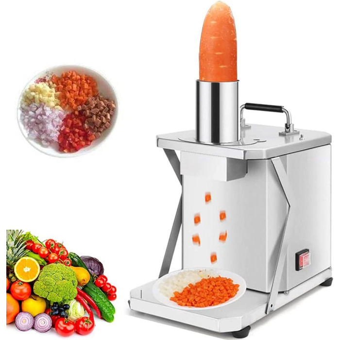 Комерційний овочерізка GEJLELDS з сітчастими ножами 6/8/10/12/15 мм, міцна нержавіюча сталь, електрична машина для кубиків фруктів потужністю 200 Вт для картоплі, моркви, кубиків