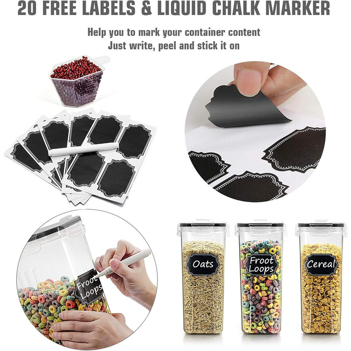 Герметичні контейнери Wildone для зберігання цукру, борошна, закусок, випічки, герметичні з кришками, що закриваються, 4 упаковки (4 л)