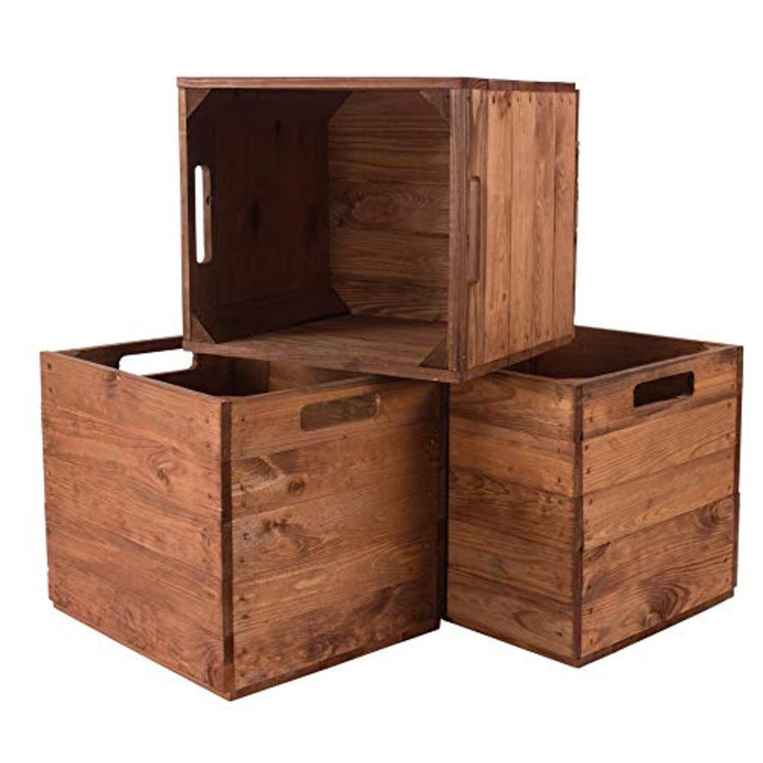 Дерев&39яні ящики для вінтажних меблів для полиць Kallax 33 см x 37,5 см x 32,5 см, вкладиші для вина, як полиці для кухні та ванної кімнати, 3 шт.