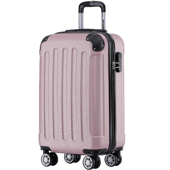 Валіза ручна поклажа TRVLMORE 54x36x20 см - валізи та візки, дорожня валіза на колесах, ручна поклажа візок 54x36x20, тверда валіза мала, валіза ручна поклажа 54x36x20 легка, візок ручна поклажа, рожева валіза ручна поклажа Рожева