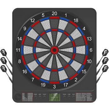 Електронна мішень для дартсу зі світлодіодним підсвічуванням цифр для дорослих 12 дротиків та запасні наконечники Підходить для вечірок та ігрових вечорів Чорний