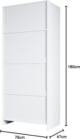 Шафа SONNI з дзеркальними дверима білого кольору, універсальна 2-дверна шафа для вашої спальні, 76 см (Ш) x 47 см (Г) x 180 см (В).