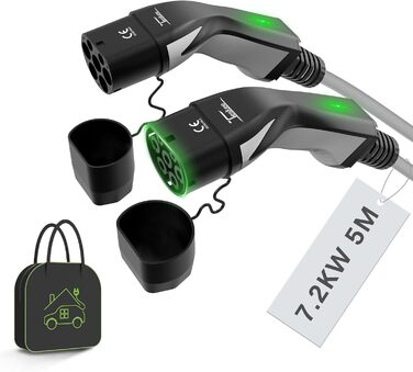 Зарядний кабель Teskee EV Зарядний пристрій для електромобілів Тип 2 на Тип 2 з індикаторними лампами Портативна сумка Сумісна з у