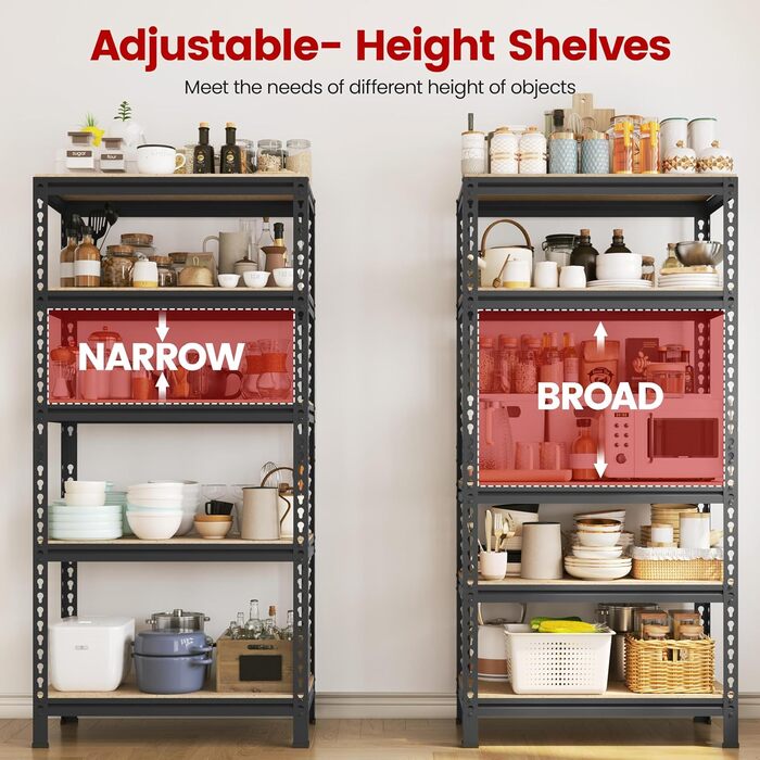 Міцний стелаж Yaheetech з 2 предметів, стелаж для зберігання, 150 x 70 x 30 см, безболтовий стелаж з 5 регульованими полицями, підвальний стелаж, вантажопідйомність 590 кг, стелаж з металевим каркасом, чорний