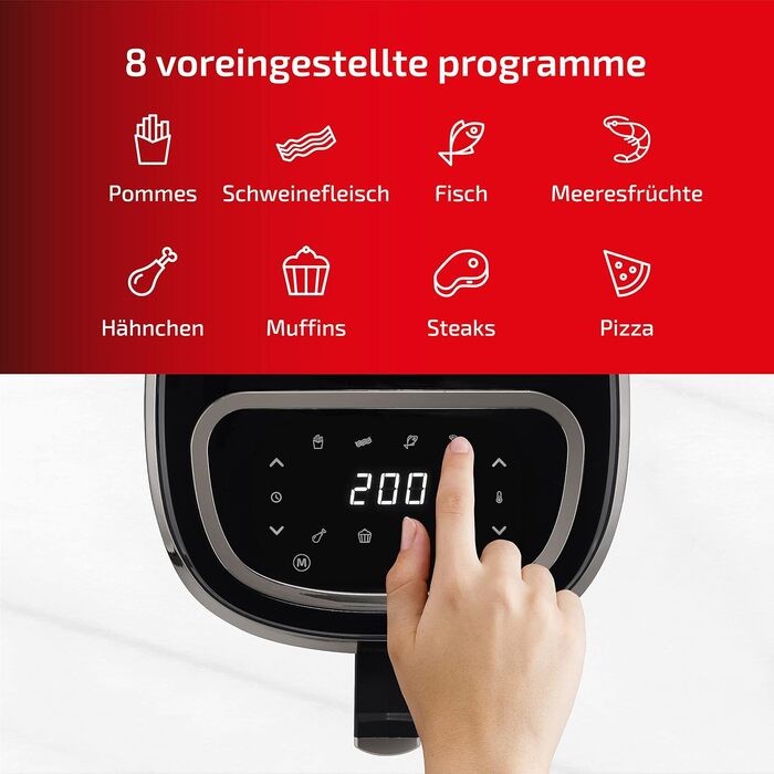 Фритюрниця Ufesa Jaguar Deep Fryer, 3.5 л, 8 попередньо встановлених програм, 1200 Вт, сенсорна панель, перемикач таймера, температура 80-200, без BPA та PFOA, ексклюзив Storeo