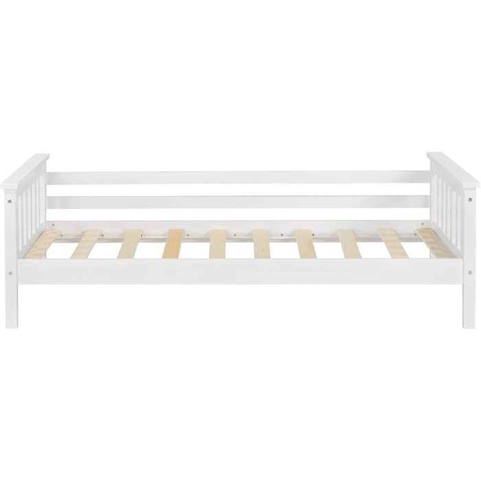 Дитяче ліжко Nuuk з місцем для зберігання 70x140 см, дитяче ліжко до 50 кг з рейковою основою, двоярусне ліжко, соснова деревина, білий колір, 70x140 см