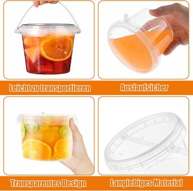 Набір із 30 предметів багаторазових пластикових контейнерів з кришками, 500 мл/17 унцій. Ці контейнери для делікатесів, пластикові стаканчики та пластикові коробки підходять для їжі, супів та фруктів. Герметичні.